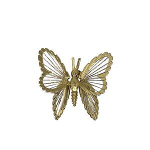 Vintage Monet Menagerie Spinneret Gold-Tone Butterfly Brooch Pin Jewelry